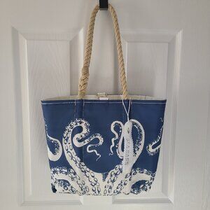 Sea Bags White on Navy Octopus Handbag Tote NWT
